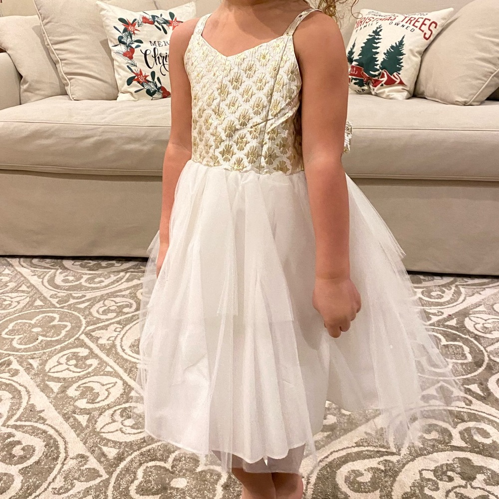 White and Gold Special Occasion Dress